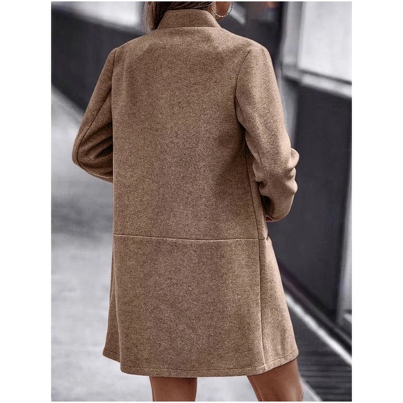 Cozy Khaki Tan Oversized Open Front Jacket Blazer - Picture 3 of 3